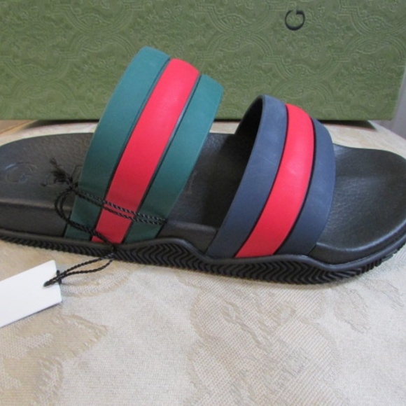 new GUCCI AGRADO GRG MEN'S Rubber slides Sz UK 9/US 10 - Picture 1 of 16